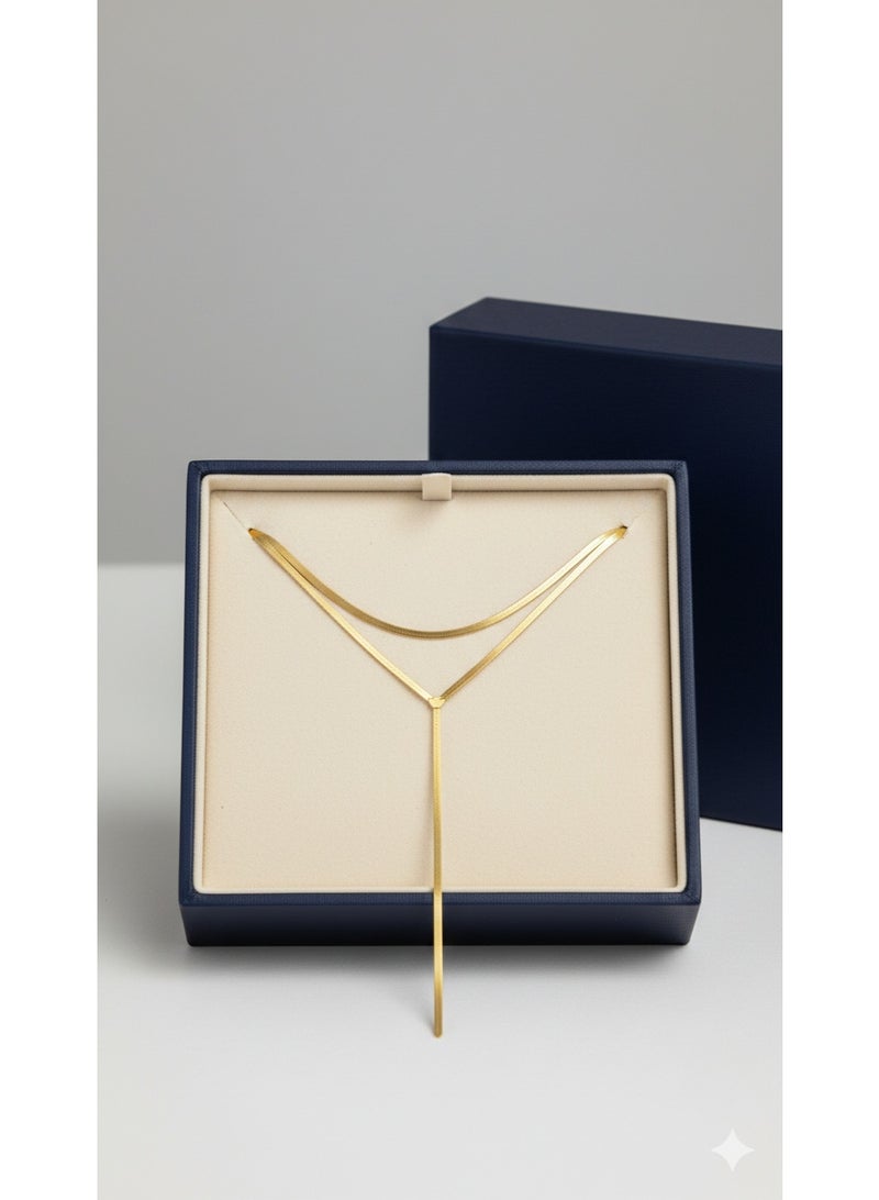 ورد سلسلة طويلة طبقتين مطلية بالذهب - مقاومة للصدأ وتغير اللون - طراز عصري - Image 2